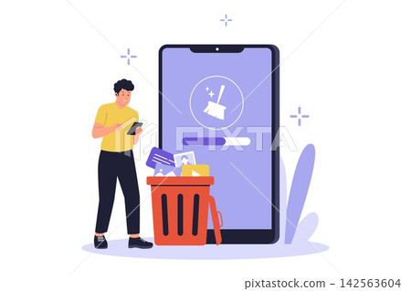 Vector of Digital Declutter Smartphone File Cleanup Isolated Illustration Vector of Digital Declutter Smartphone File Cleanup Isolated Illustration 142563604