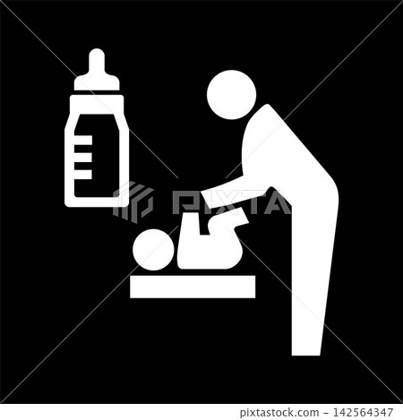 Pictogram for a baby care room (white outline version) 142564347