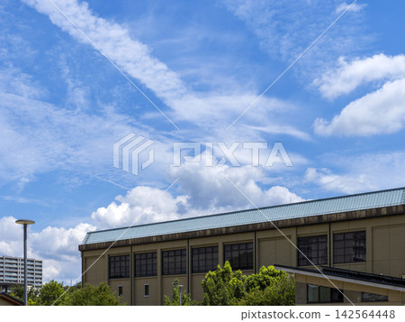 夏日藍天與建築景色 夏日藍天與建築景色 142564448