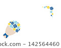 Blue rose bouquet and white lace frame background set (transparent background) 142564460