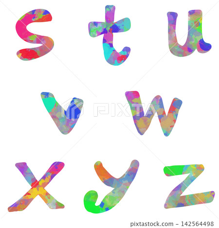 Hand-drawn colorful alphabet material set Hand-drawn colorful alphabet material set 142564498