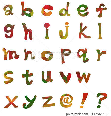 Hand-drawn colorful alphabet material set 142564500