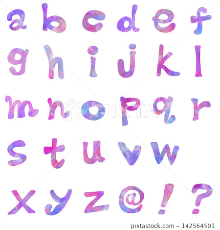 Hand-drawn colorful alphabet material set Hand-drawn colorful alphabet material set 142564501