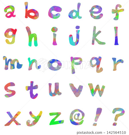 Hand-drawn colorful alphabet material set 142564510