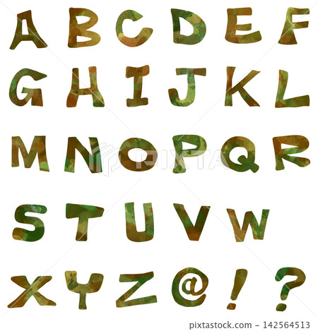 Hand-drawn colorful alphabet material set 142564513