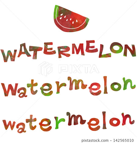 A colorful set of hand-drawn watermelon-themed English letters. 142565010