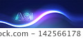 AGI Futuristic Neon Wave Dark Technology Background 142566178