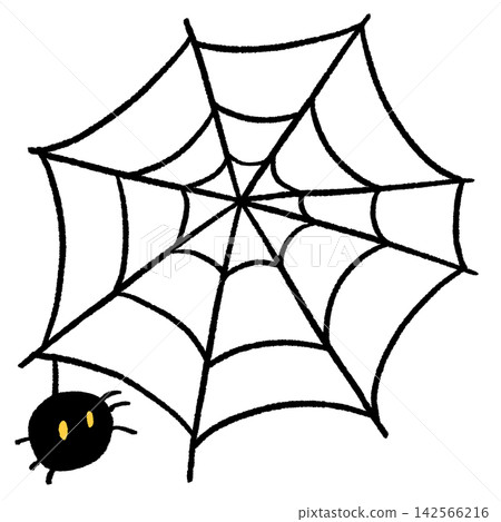 An illustration of a Halloween spider hanging from a web. An illustration of a Halloween spider hanging from a web. 142566216