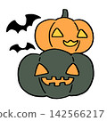 Illustration of Halloween pumpkins and bats 142566217