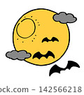 Illustration of a Halloween moon and bats 142566218