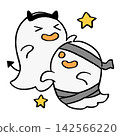 An illustration of a ghost in a Halloween costume. 142566220