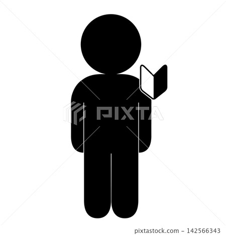 一個簡單的全身像，描繪了一個新手司機和一個人。 142566343
