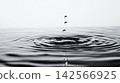 Drops of liquid creating delicate ripples in a pristine surface 142566925