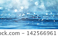 Abstract blue water surface with droplets and bokeh lights background 142566961