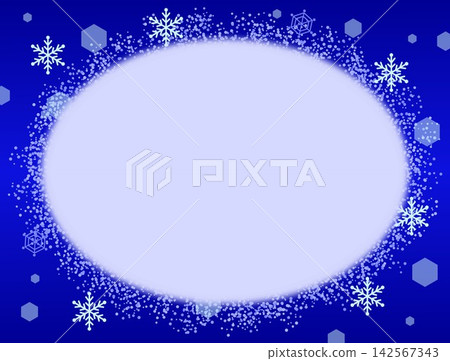 Snowflake and glittery circular frame illustration background material Snowflake and glittery circular frame illustration background material 142567343