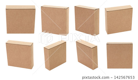 Set of Thin kraft cardboard box, isolated on transparent background. Minimal, eco-friendly packaging concept, versatile for storage, gifts, shipping, and product presentation Set of Thin kraft cardboard box, isolated on transparent background. Minimal, eco-friendly packaging concept, versatile for storage, gifts, shipping, and product presentation 142567653