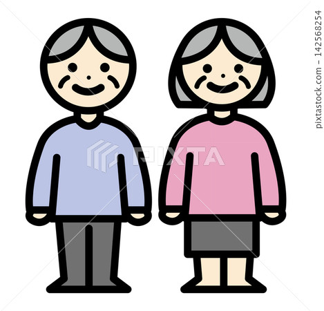 Illustrations of elderly men and women Illustrations of elderly men and women 142568254