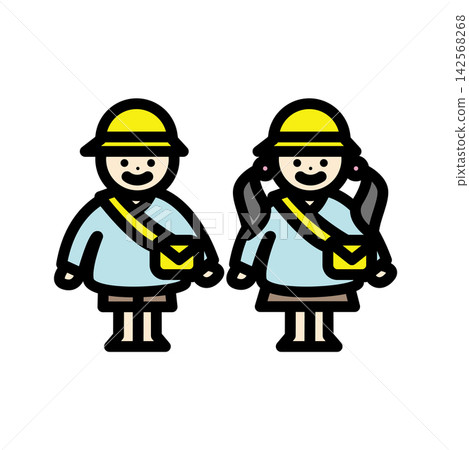Illustration of two kindergarten children Illustration of two kindergarten children 142568268