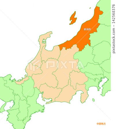 Niigata Prefecture, Niigata, Prefecture name included, Solid orange, Chubu region Niigata Prefecture, Niigata, Prefecture name included, Solid orange, Chubu region 142568376