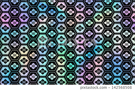 A Japanese pattern reminiscent of mother-of-pearl inlay. A tortoise shell and floral diamond pattern. A Japanese pattern reminiscent of mother-of-pearl inlay. A tortoise shell and floral diamond pattern. 142568508