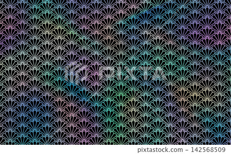 類似珍珠母貝鑲嵌的日式圖案。菊花和波浪紋樣。 類似珍珠母貝鑲嵌的日式圖案。菊花和波浪紋樣。 142568509