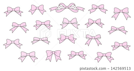 Cute ribbon vector illustration set Cute ribbon vector illustration set 142569513