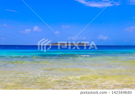 View of Mnemba island in the Indian Ocean, Zanzibar, Tanzania View of Mnemba island in the Indian Ocean, Zanzibar, Tanzania 142569680
