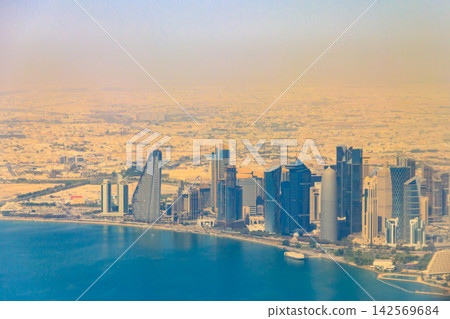 Aerial view of Doha city skyline in Qatar Aerial view of Doha city skyline in Qatar 142569684