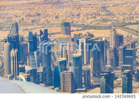 Aerial view of Doha city skyline in Qatar Aerial view of Doha city skyline in Qatar 142569685