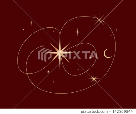 Star with abstract chaotic atomic orbits and trajectories red Star with abstract chaotic atomic orbits and trajectories red 142569844