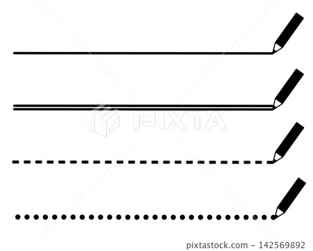 Simple line material using a pencil to draw straight lines - black 142569892