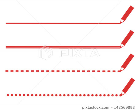Simple line drawing material using a pencil (red) 142569898