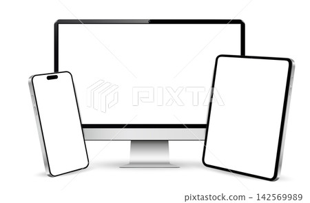 Screen mockup a tablet pc, mobile phone and laptop computer Screen mockup a tablet pc, mobile phone and laptop computer 142569989