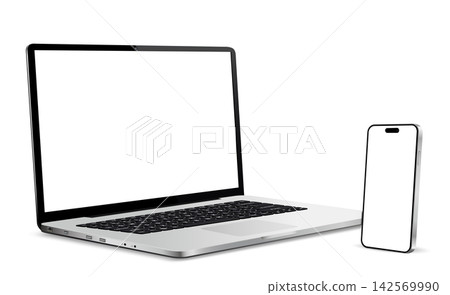 Realistic Blank Laptop and Phone Mockup 142569990