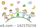 Children holding hands, Earth and peace 142570238