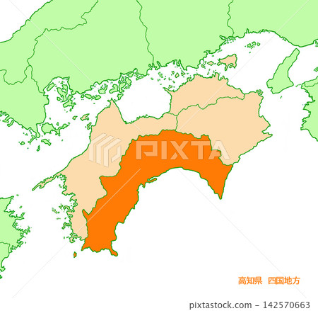 高知縣,高知,無縣名,純橙色,四國地區 高知縣,高知,無縣名,純橙色,四國地區 142570663