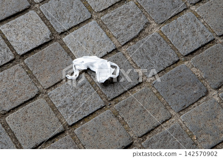 Yokohama, Japan: Increased number of lost face masks on the streets... dropped from pockets? = April 4th, Yokohama City Yokohama, Japan: Increased number of lost face masks on the streets... dropped from pockets? = April 4th, Yokohama City 142570902
