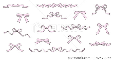 Cute ribbon vector illustration set Cute ribbon vector illustration set 142570966