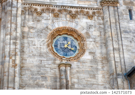 Stone Facade with Clock Face on St. Stephen's Dome, Vienna Stone Facade with Clock Face on St. Stephen's Dome, Vienna 142571073