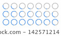 Blue and gray pie chart indicators. Round loading progress graph set, blue progress bars and circle diagram icons for infographics from 100 to 0 percent. Percentage infographic elements no numbers.  142571214
