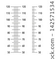 Wall growth 120 cm sticker template isolated. Height chart from 50 cm to 120 centimeters. Kids meter wall or growth ruler. 142571534