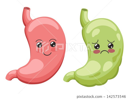 Cartoon happy and sad stomach Cartoon happy and sad stomach 142573546