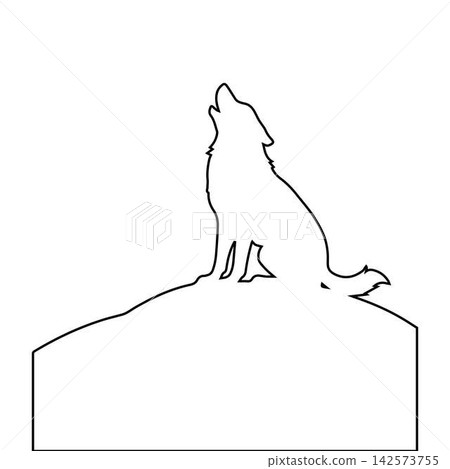 wolf outline icon howling at moon night animal wildlife illustration wolf outline icon howling at moon night animal wildlife illustration 142573755