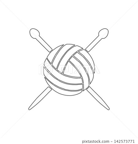 yarn ball with knitting needles outline for craft and hobby designs yarn ball with knitting needles outline for craft and hobby designs 142573771