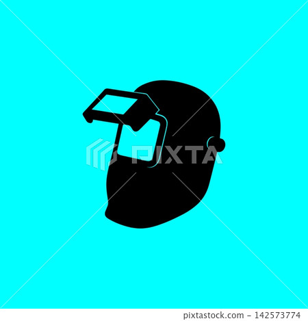 Welding helmet with flipped up protective visor silhouette for metal fabrication and safety graphics. Welding helmet with flipped up protective visor silhouette for metal fabrication and safety graphics. 142573774