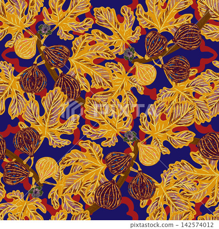 seamless pattern with autumn leaves 142574012