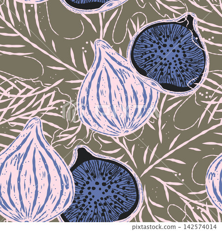 fig fruits seamless pattern on dark background fig fruits seamless pattern on dark background 142574014