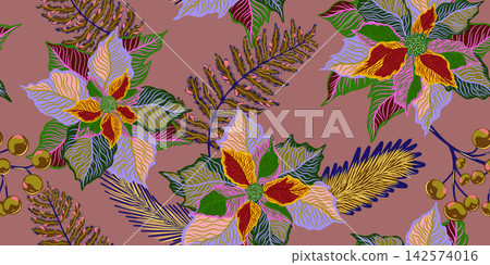 tropical leaves seamless pattern on dark blue tropical leaves seamless pattern on dark blue 142574016