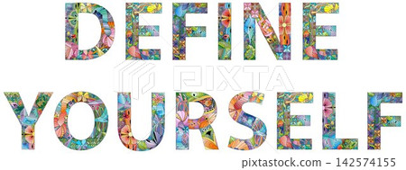 Words DEFINE YOURSELF hand drawn modern design vector illustration. Words DEFINE YOURSELF hand drawn modern design vector illustration. 142574155