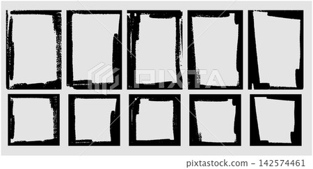 Hand drawn collection brush vector frames. Hand drawn collection brush vector frames. 142574461